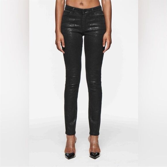 REBECCA MINKOFF | NEW Black Coated Sparkle Skinny Jeans Women’s Size 6 & 8 - Picture 1 of 13